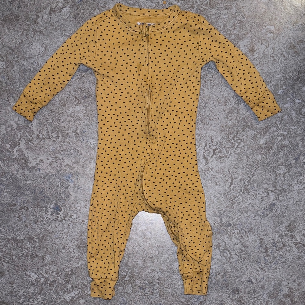 Old Navy Mustard Polka Dot Kids Footie